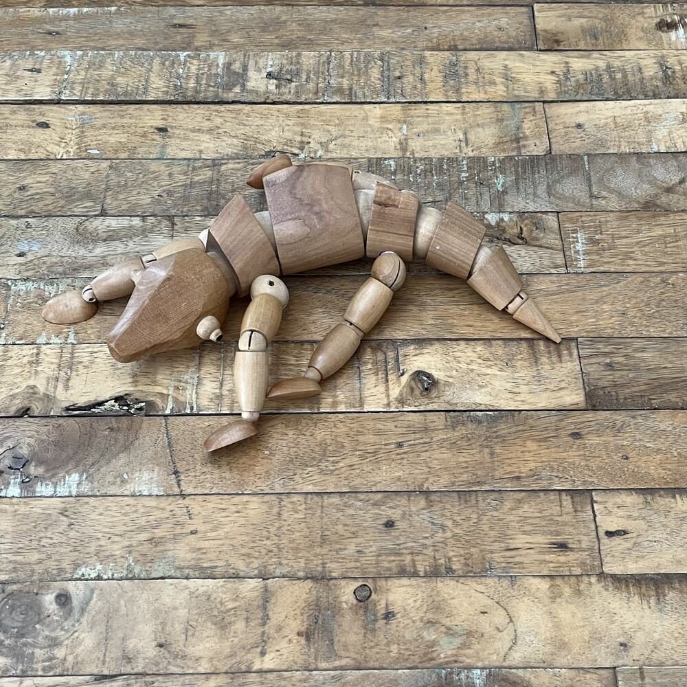 Vintage Wooden Poseable Chameleon Mannequin 12" Model Art Artist Reference